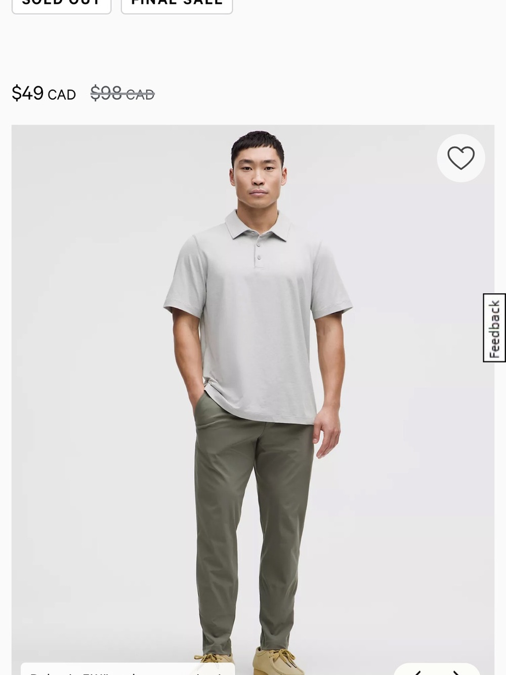 NWT lululemon athletica Men's Light Gray Polo